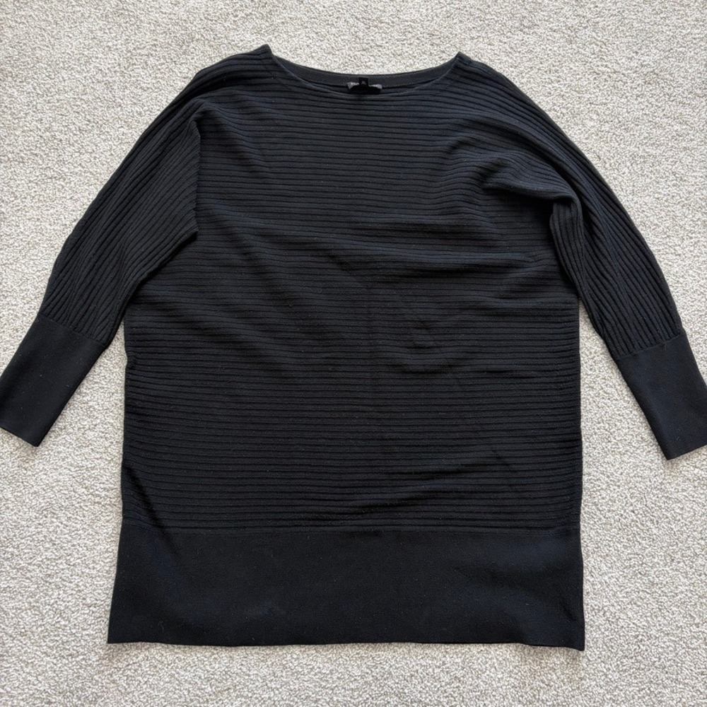 Eileen Fisher Sweater Tunic Womens S Black Oversized‎ Relaxed Minimalist Casual